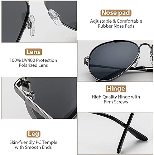 Sunglasses Men Polarized Aviator Glasses, Avoalre 2021 Trend Polarized Sunglasses Men Grey Aviator Glasses Men 100% 400 UV Protection