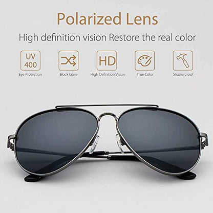 Sunglasses Men Polarized Aviator Glasses, Avoalre 2021 Trend Polarized Sunglasses Men Grey Aviator Glasses Men 100% 400 UV Protection
